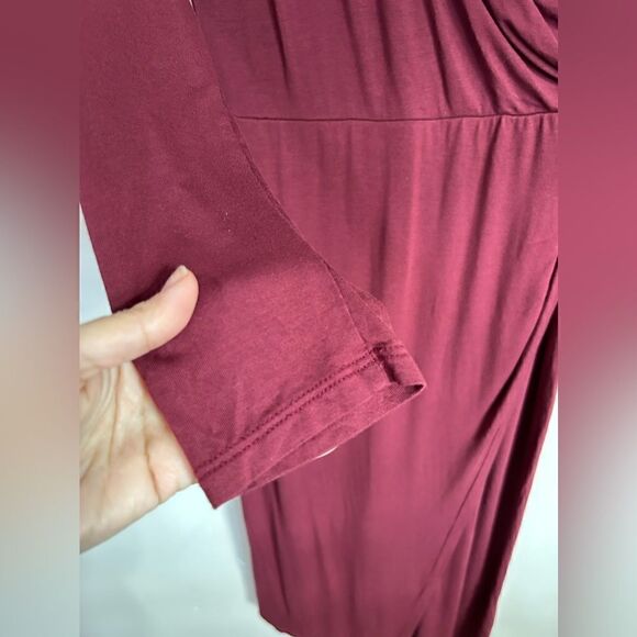 ModCloth Knit on the Town Faux-Wrap Dress in Burgundy - Picture 9 of 11